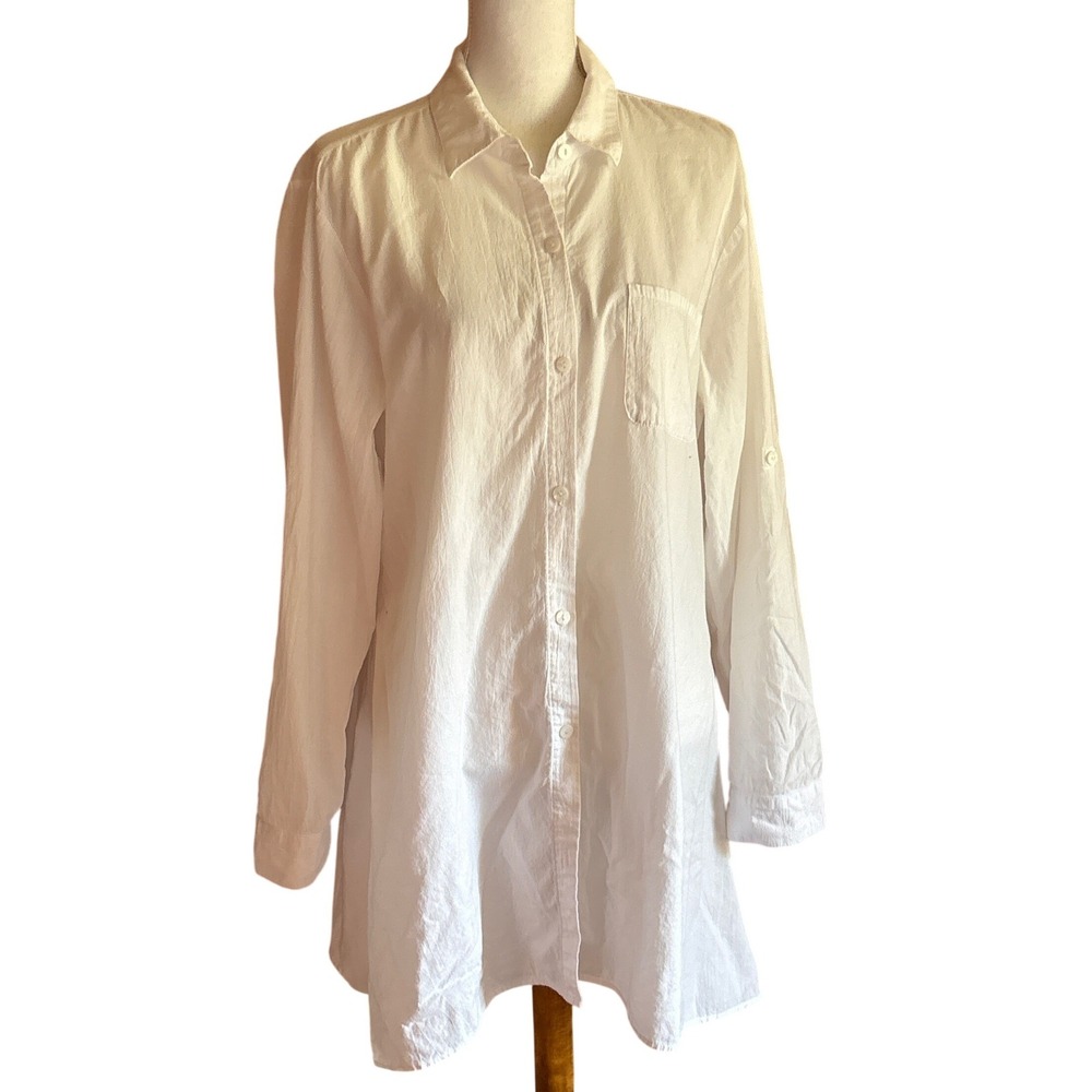 Tommy Bahama White Cotton Tunic Shirt XL, resort, coastal, minimalist, beach